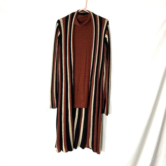 INC International Concepts Turtleneck + Cardigan Set Metallic XXL - Picture 1 of 5